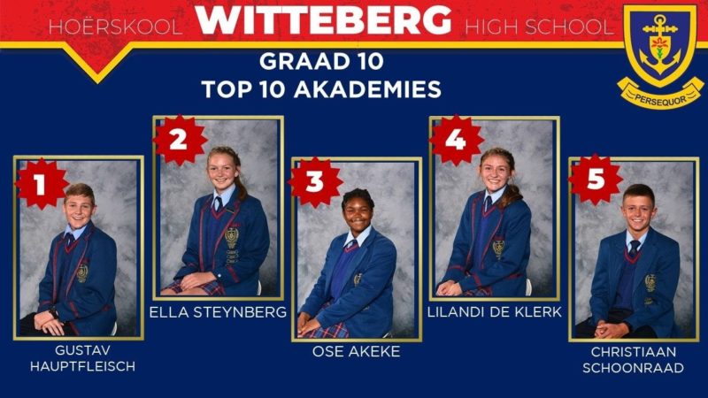 Hoërskool Witteberg Graad 10 Top 10 Akademiese presteerders