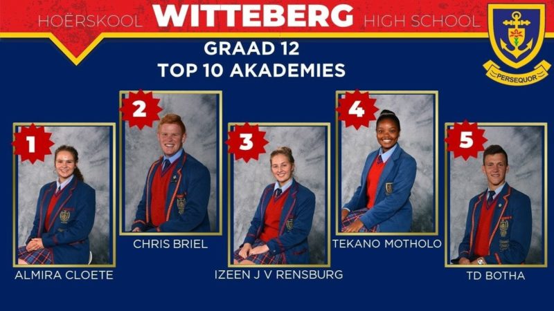Hoërskool Witteberg Graad 12 Top 10