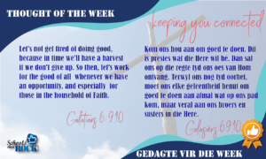 Thought for the week Gedagte vir die week