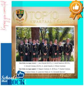 Top 10 Akademiese presteerders - Hoërskool Jim Fouché