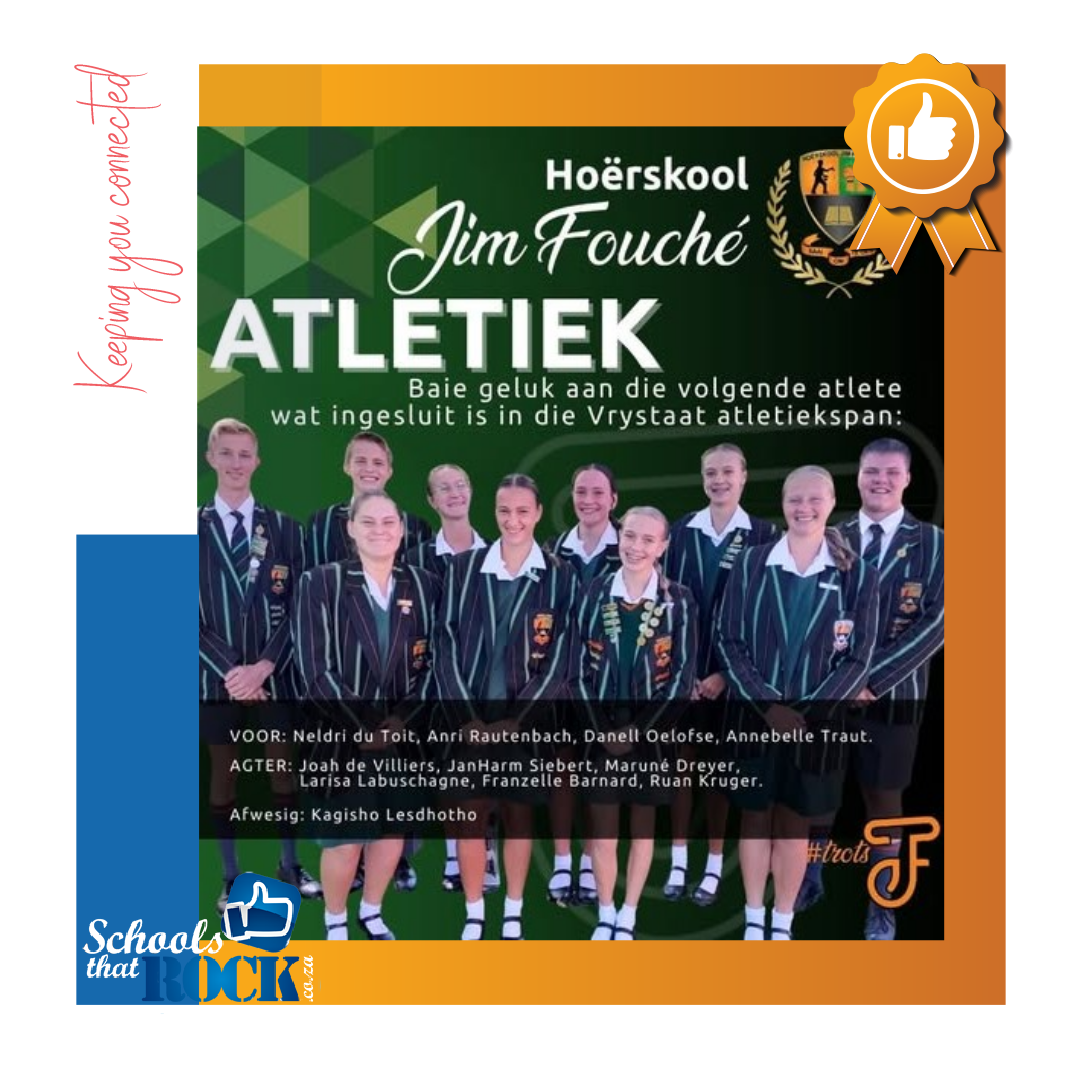 Vrystaat Atletiekspan – Hoërskool Jim Fouché spog met 11 atlete