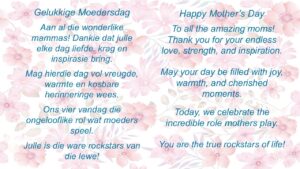 Moedersdag/Mothers’ Day – Best wishes to all mothers