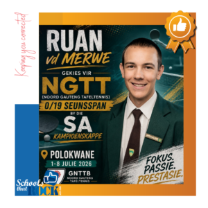 Noord-Gauteng Tafeltennis - Hoërskool Montana trots op Ruan