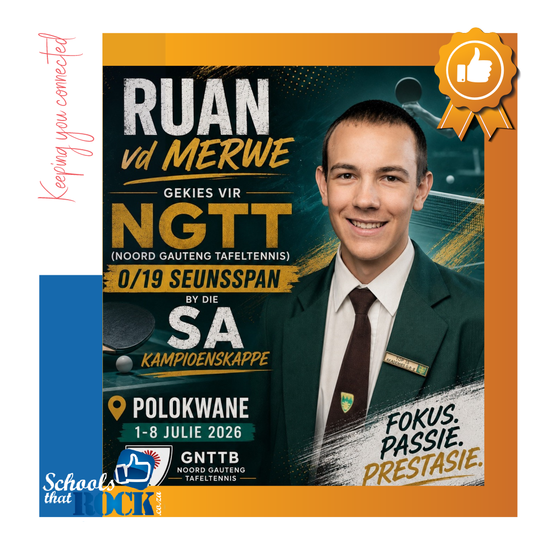 Noord-Gauteng Tafeltennis – Hoërskool Montana trots op Ruan